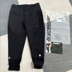 Bracelayer Black Athletic Leggings Knee Support Compression 7/8 Pants size Large